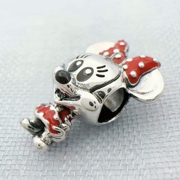Women’s Disney 925 Sterling Silver & Enamel Minnie Mouse Charm Bead - NWT - Picture 5 of 5